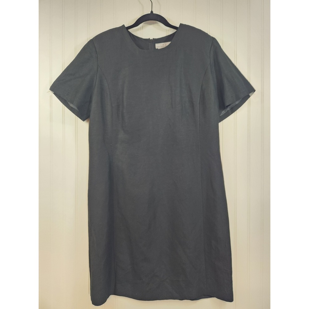 Eddie Bauer Women's Black Linen Rayon Blend Short Sleeve Shift Dress 18 Tall